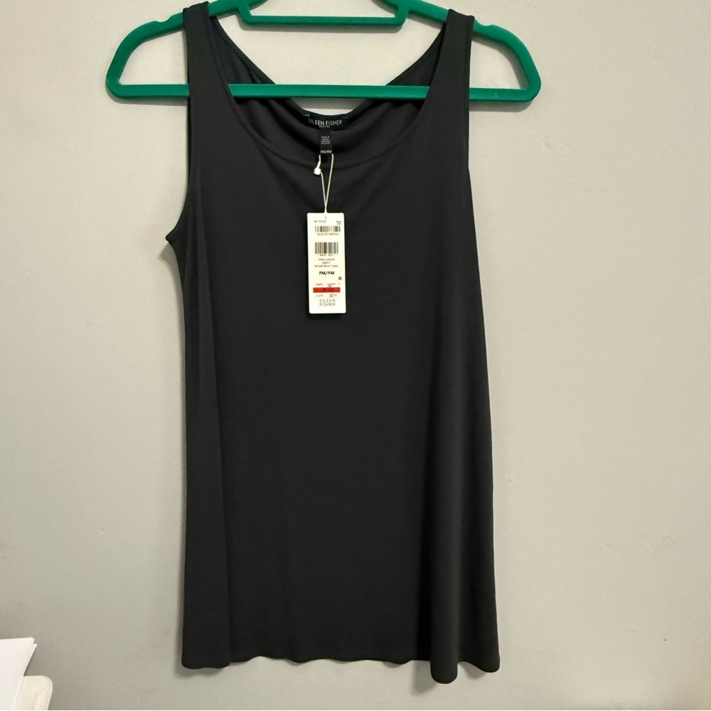 Women's Eileen Fisher Stretch Silk Jersey Scoop Neck Tank - gray Size PM